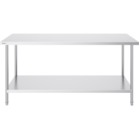 VEVOR RVS-werktafel, stevige metalen werktafel met 3 verstelbare hoogtes, werkstation voor keuken, garage, restaurant, achtertuin 762 x 1829 x 864 mm