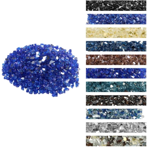 VEVOR Fire Glass, 4,5 kg hittebestendige glasstenen, 12,7 mm reflecterende vuurkorfglasparels, vuurkorfglasstenen, haardglas, vuurkristal, vuurkralen, voor open haard kobaltblauw