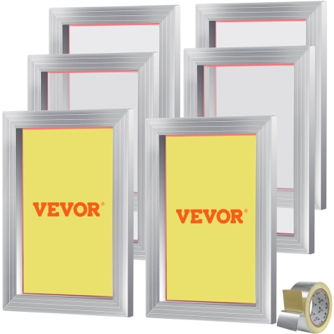 VEVOR 6 stuks aluminiumlegering zeefdrukframe zeefdrukpers 10 x 14 inch, accessoires voor zeefdrukmachines 110 mesh, zuurbestendig en niet-vervormbaar voor kussenslopen, stoffen, papier, kopieerpapier, enz.
