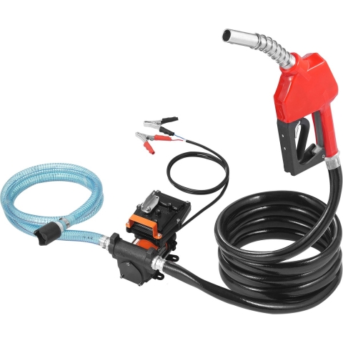 VEVOR brandstofoverdrachtpomp, 12V DC 15 GPM 1/4 HP, draagbare elektrische dieseloverdrachtpomp met automatisch afsluitende brandstofsproeier, lange inlaat- en uitlaatslang voor benzine, diesel, kerosine, methanolmengsels