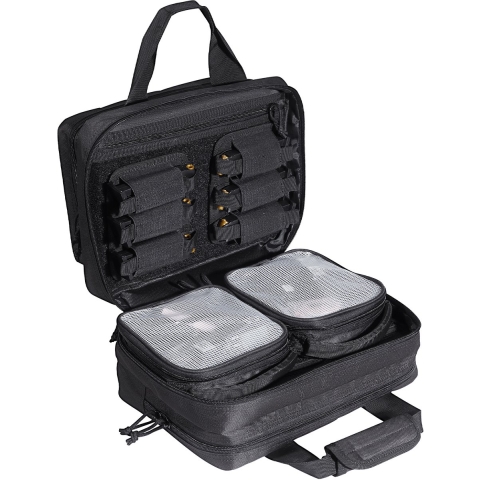 VEVOR Pistooltas Geweertas Pistooltassen voor 2 pistolen, Tactische geweertas met 2 geïntegreerde verwijderbare pistooltassen en 6 verwijderbare magazijnen, Schietbaantas, Zwart