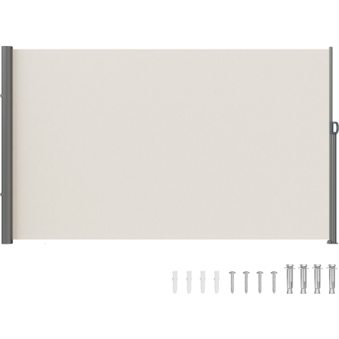 VEVOR Zijluifel 160 x 300 cm Zijwandluifel Gemaakt van polyesterweefsel met PU-coating Luifel Uitschuifbare handgreep met veermechanisme Privacyscherm voor balkons Binnenplaatsen UV30 Beige