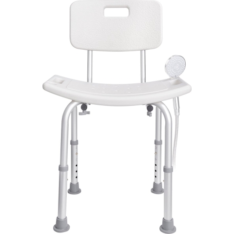 VEVOR Douchekruk Douchestoel 390-520 mm Hoogte Verstelbaar, Badkruk Badzitje 158,8 kg Draagvermogen, Stabiele Douchekruk Douchehulp Badkuipen Aluminiumlegering Frame, Douchezitje Badkruk Wit