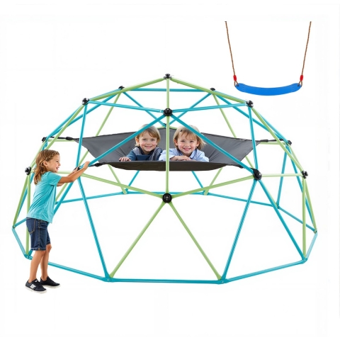 VEVOR Klimkoepel Geometrisch klimrek (305 cm breed) met schommel en hangmat, draagvermogen 453 kg Klimrek, klimuitrusting voor kinderen van 3 tot 10 jaar Tuinspeelplaats