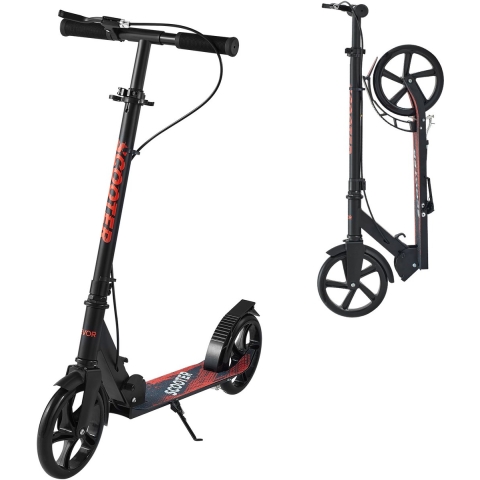 VEVOR Step (2 wielen) voor kinderen vanaf 8 jaar, stadsstep, kinderstep, straatstep met in hoogte verstelbaar stuur, antislip deck en handrem, opvouwbare step tot 100 kg, zwart