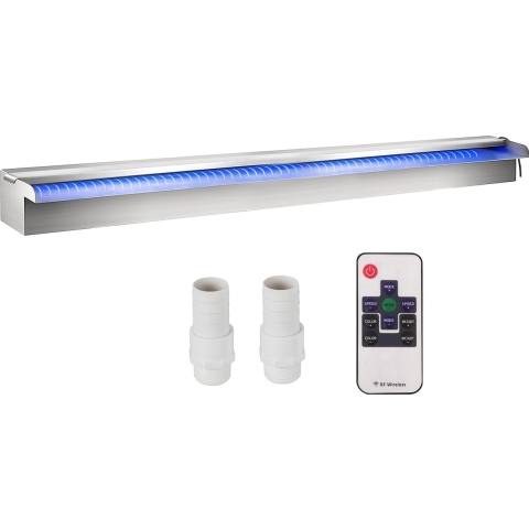 VEVOR Zwembad Waterval Overloopgoot 151 x 11,5 x 8 cm Zwembadfontein met kleurrijke LED-strip Slangaansluiting Afstandsbediening Corrosiebestendig voor Vijver Tuin Buiten
