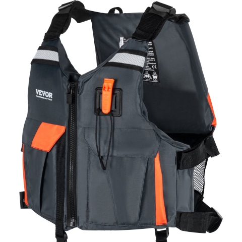 VEVOR Watersports Reddingsvest (PFD), waterdicht nylon reddingsvest met 96N drijfvermogen, reddingsvest/jack voor alle wateractiviteiten - vissen, kajakken, surfen en meer, heren en dames L
