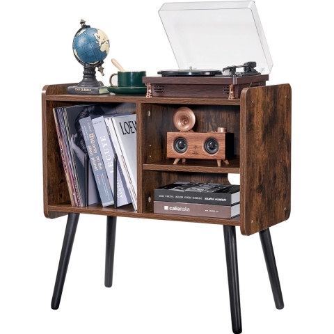 VEVOR Platenspelerstandaard met verwijderbare planken, platenstandaard met opbergruimte voor maximaal 100 albums, vinylplatenkast, draaitafel, in hoogte verstelbaar voor woonkamer/slaapkamer