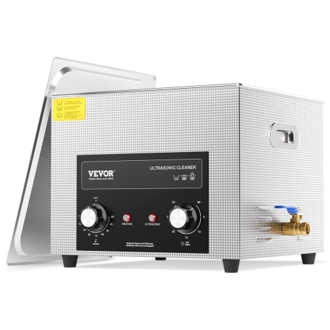 VEVOR 15L Ultrasoonreiniger met verwarmingstimer en mand Professionele digitale sonische cavitatiemachine, 360W Reinigingsmachine voor laboratoriumgereedschappen Metalen onderdelen Carburateur Messing Auto-onderdelen Motoronderdelen