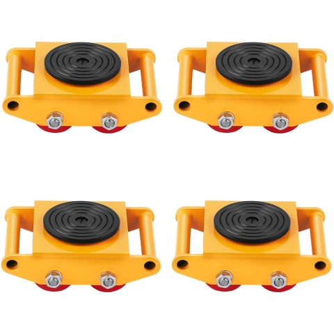 VEVOR 4x gepantserde rollen 8T transportchassis 280x210x105mm transportrollen van koolstofstaal industriële rol met 4 PU-richtingswielen rol Ф 135x9mm draaiplaat meubeltransporthulp transportrol