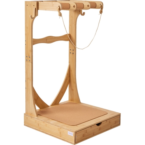 VEVOR Verticaal Surfplankrek 3-laags houten surfplankrek voor opslag en weergave, vrijstaande plankhouder met houten haken, kurken vulling en lades