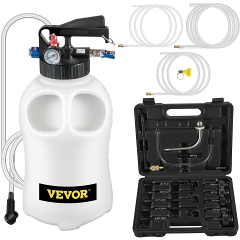 VEVOR handpomp oliezuigpomp oliepomp zuigpomp 10 L, olievloeistofafzuiger handpomp 9,91 x 5,59 x 14,99 cm, opvoerpomp zuigpomp vloeistofafzuigers met 14 meest voorkomende adapters, oliepompset