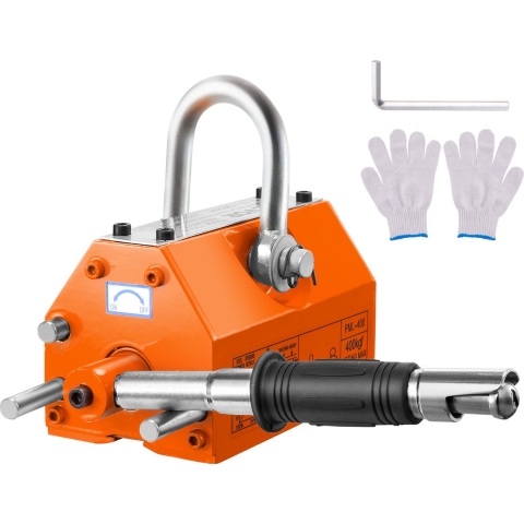 VEVOR Magnetische Hefmachine, 880 lbs / 400 kg trekvermogen, 2,5 veiligheidsfactor, neodymium en staal, hefmagneet met ontgrendeling, permanente hefmagneten, zware magneet voor heffen, werkplaatskraan, blok, bord