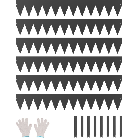 VEVOR Gazonranden, 6-pack, 1016 x 152,4 x 1,5 mm, Metalen rand voor bloemperken, Buigzame tuinrand, Bloemperkrand, Eenvoudig te installeren, Scheiding voor bloemperken, Tuinpaden, Zwart