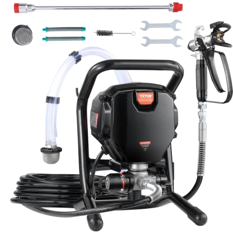 VEVOR Draagbare airless verfspuit, 750W, 3000 psi, zeer efficiënte elektrische spuit, verfspuiten Spuitverfmachine Hogedruk airless verfspuitsysteem met 7.6 m slanglengte