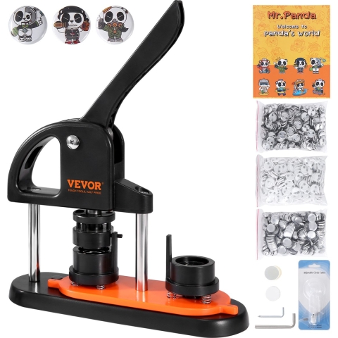 VEVOR Button Machine Button Maker Machine 25mm 500 stuks Badge Punch Pers, Button Pers, DIY Badge Pers Machine Button Badge Maker voor Gepersonaliseerde Badges inclusief Magisch Boek