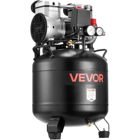 VEVOR 30L luchtcompressor, 2 pk luchtcompressor, 113 l/min bij 6,2 bar, max. 10 bar druk, olievrije compressortank voor autoreparaties, banden oppompen, schilderen, houtbewerking en spijkeren.