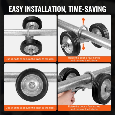 VEVOR Schuifpoortset 32-50 mm, Roldeurbeslagset, Universele Schuifpoortrollen, Zware Schuifpoortgeleiderol voor Schuifpoorten en Roldeuren, Max. Draagvermogen 272 kg, Zwart