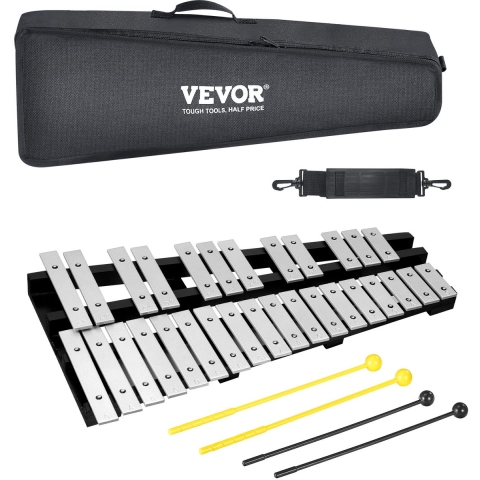 VEVOR Glockenspiel Xylofoonset met 30 tonen, percussie-instrument met stokken, drumstokken en draagtas, professionele Glockenspiel Xylofoon percussie-instrumentenset voor studenten en volwassenen