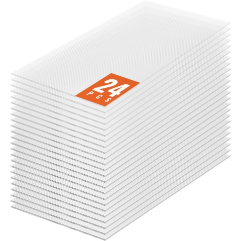 VEVOR 24-delige polycarbonaat kasplaten, 1210 x 605 x 4 mm meerwandige platen, waterdichte, uv-bestendige, gegolfde dubbelwandige platen, slagvaste, transparante dakpanelen voor kas/tuin