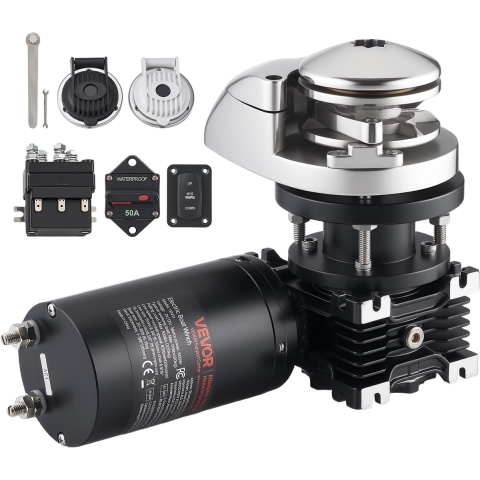 VEVOR Elektrische ankerlier, 12V DC 600W, Ankersystemen geschikt voor 1/4-inch ankerketting of 9/16- tot 5/8-inch nylon touw, Max. trekkracht 320kg, 316 roestvrijstalen constructie, voor boten van 6-11m