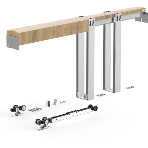 VEVOR Schuifdeurkozijnset voor deuren van 610–914 mm breed en 2032 mm hoog, schuifdeurset van gegalvaniseerd staal met tweeweg soft-closemechanisme en soepele glijding, voor woonkamer, badkamer