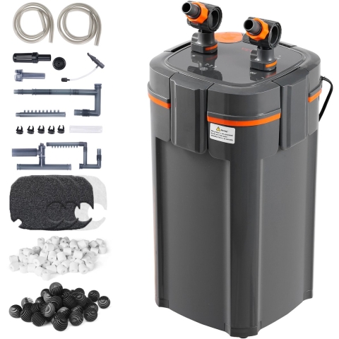 VEVOR Aquariumfilter 396 GPH, 4-traps canisterfilter 120 gallons, ultra stil intern aquariumfilter met UV-bescherming, dompelbaar powerfilter met meerdere functies voor aquaria, 15W