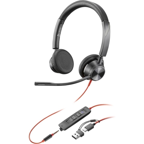 POLY Blackwire 3325 Stereo Microsoft Teams Certified USB-C Headset + 3,5 mm plug + USB-C/A adapter