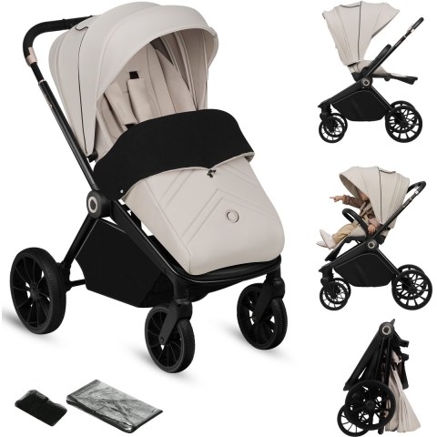 Lionelo Mika Plus Kinderwagen - All-Terrain Wielen - Lichtgewicht 10,9 kg - Verstelbare Zitting - XXL Kap UPF 50+ - Compact Opvouwbaar - Inclusief Accessoires