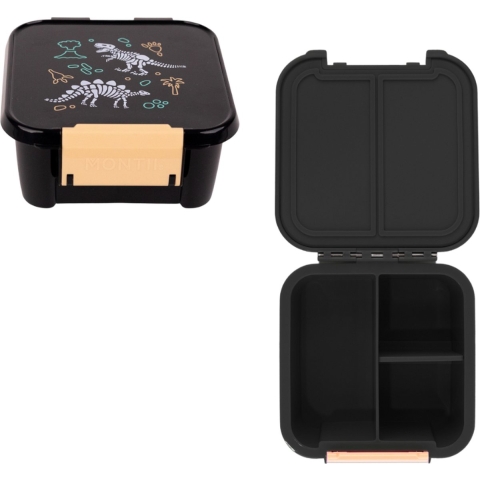 MontiiCo Snackbox m. 3 Kamers - Bento Twee - 500 ml - Dinosaur L - Montiico - OneSize - Broodtrommels