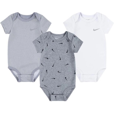 Nike Rompers s/s - 3-pack - DK Grey Heather - Nike - 6 mnd - Romper S/S