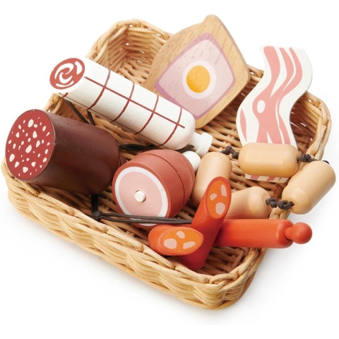 Aanbesteding Leaf Houten Speelgoed - Mand Met slagerij - Tender Leaf - OneSize - Speelgoedeten