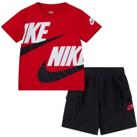 Nike Shorts Set - T-Shirt/Shorts - Zwart/Universiteitsrood - Nike - 7 jaar (122) - Shorts