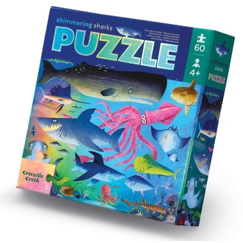Crocodile Creek Puzzel - 60 Bakstenen - Shimmering Sharks - Crocodile Creek - OneSize - Puzzel
