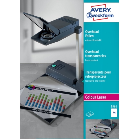 Avery-Zweckform 3561 3561 Folie voor overheadprojectoren DIN A4 Laser (zwart/wit), Laser (kleur), Kopiëren (zwart/wit), Kopiëren (kleur) Transparant 50 stuk(s)