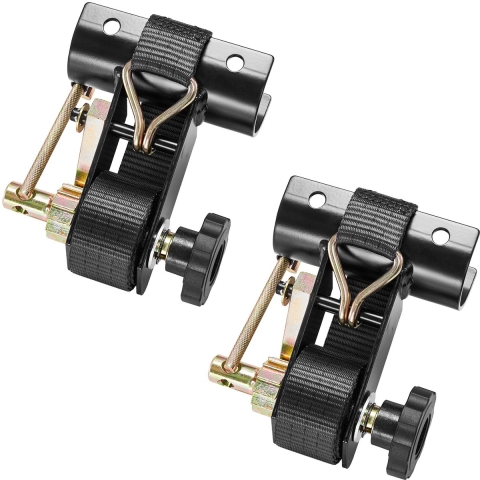 VEVOR Ladderframe Spanbanden, 47,5–50,8 mm, Zwarte Ronde Buis Montage, 38 mm x 2,25 m, Ratelbanden met Dubbele J-haken, 226,8 kg Draagvermogen, met Gespsluiting (Set van 2)