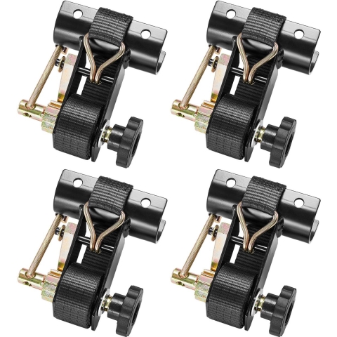 VEVOR Ladderframe Spanbanden, 47,5–50,8 mm, Zwarte Ronde Buis Montage, 38 mm x 2,25 m, Ratelbanden met Dubbele J-haken, 226,8 kg Draagvermogen, met Gespsluiting (Verpakking van 4)