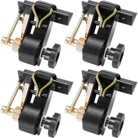 VEVOR spanbanden met ratelsluiting voor ladderdragers, vierkante buisbevestiging, 38 mm x 2,25 m, spanbanden met ratelsluiting en dubbele J-haken, draagvermogen 226,8 kg, ladingband met gespsluiting (verpakking van 4)