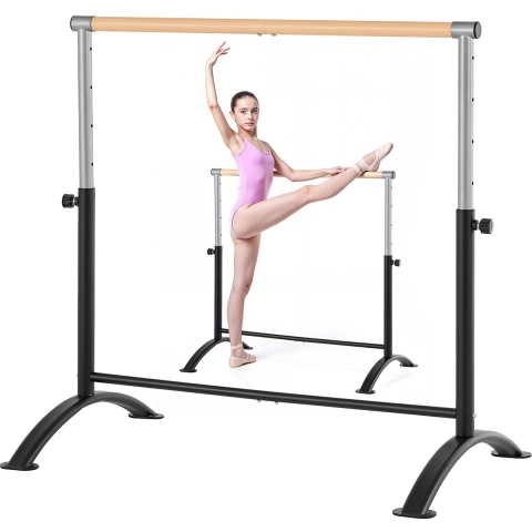 VEVOR Ballet Barre Dans Barre Vrijstaande Ballet Barre, Hoogte Verstelbaar (5-niveaus / 715-1115 mm) Koolstofstalen Stretch Barre voor Ballet, Balans Training, Ontspanningsoefeningen