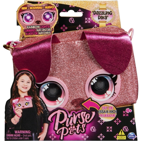 Purse Pets Handtas m. Licht - Oogverblindende Diva - Roze Glitte - Purse Pets - OneSize - Tassen