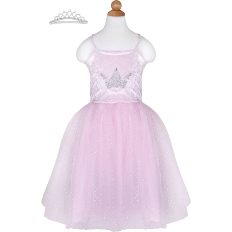 Great Pretenders Kostuum - Prinsessenjurk m. Tiara - Pretty P - Great Pretenders - 5-6 jaar (110-116) - Kostuum