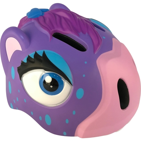 Crazy Safety Fietshelm m. Licht - Paard - Paars - Crazy Safety - 49-55 cm - Fietshelm