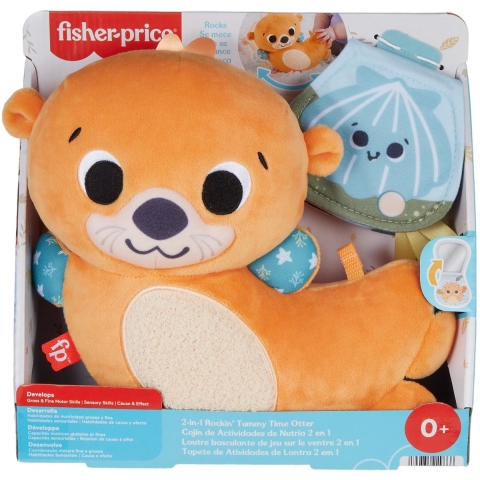 Fisher-Price Knuffel - 22,8 cm - 2-In-1 Rockin' Tummy Time Otter - Fisher-Price - OneSize - Activiteitenspeelgoed