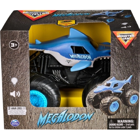 Monster Jam Truck m. Geluid/Licht - 1:24 - Megalodon - Monster Jam - OneSize - Auto