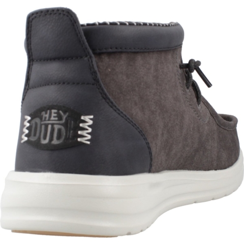 HEYDUDE Wally Mid GripR Katoenen Heren Zwarte Oester/Zwarte Enkellaarzen