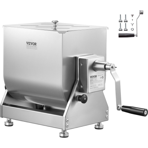 VEVOR Handmatige vleesmenger 30 L vleesverwerker met kantelbak (maximaal 13,61 kg vlees mengen), vleesmenger worstmenger met reductietandwiel, handmixer voor gehakt