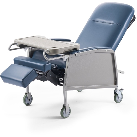 VEVOR Medische Ligstoel, met 3 ligposities, Geri-stoel met 4 wielen, zacht gevoerde zitting en verwijderbare lade, ideaal voor ziekenhuizen, verpleeghuizen en thuiszorg