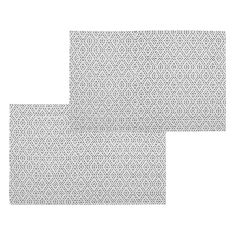 Secret de Gourmet tafel placemat - Set van 6x stuks - grafische print - wit - texaline - 45 x 30 cm -