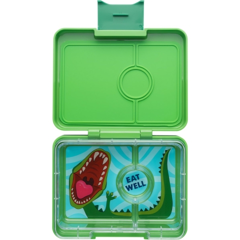 Yumbox Broodtrommel m. 3 Rum - Bento Snack - Jurassic Green/Dino - Yumbox - OneSize - Broodtrommels