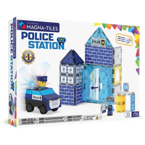 Magna-Tiles Magneetset - 35 Onderdelen - Police Station + MicroM - Magna-Tiles - OneSize - Magnetisch speelgoed